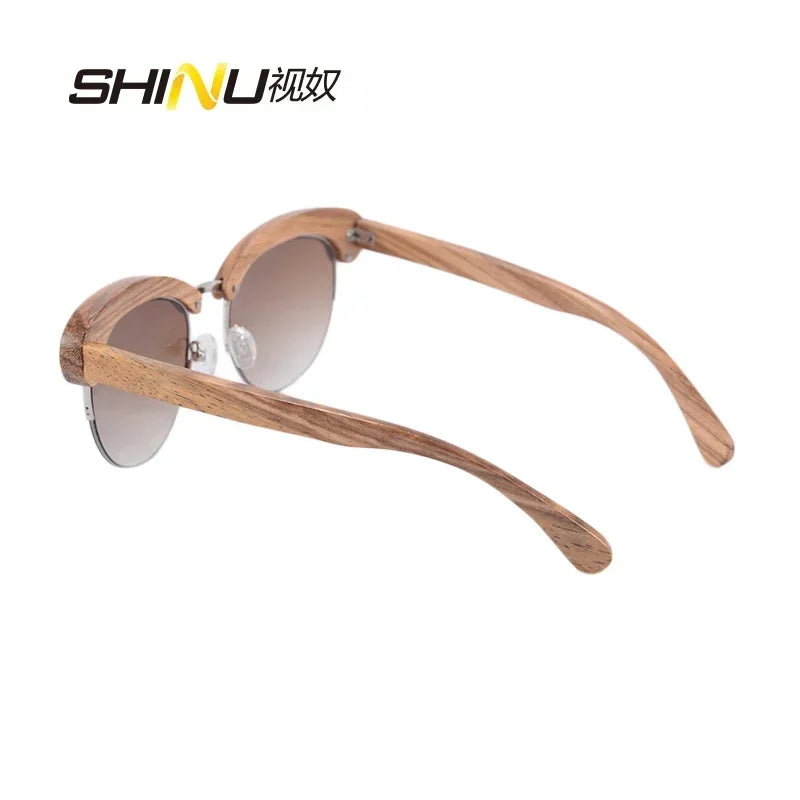 Shinu brnad half wooden frame sunglasses women men fashion eyewear uv400 mirror glasses cr39 resin lenses occhiali da