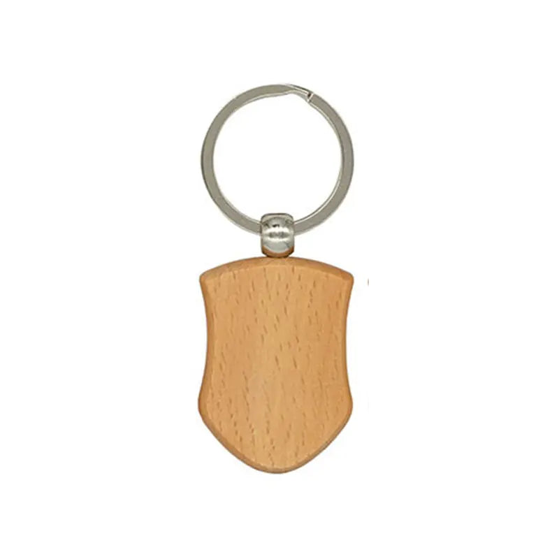 100pcs 9 styles mixed diy blank wooden keychain rectangular round heart shape wood key chain ring - oval