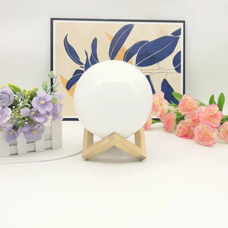 Modern and simple wooden round ball decorative small table lamp bedroom bedside living room to add atmosphere environm