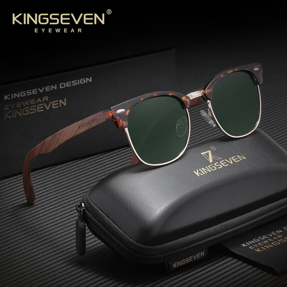 Kingseven brand black walnut wood sunglasses for men women polarized high quality sun glasses uv400 eyewear shades