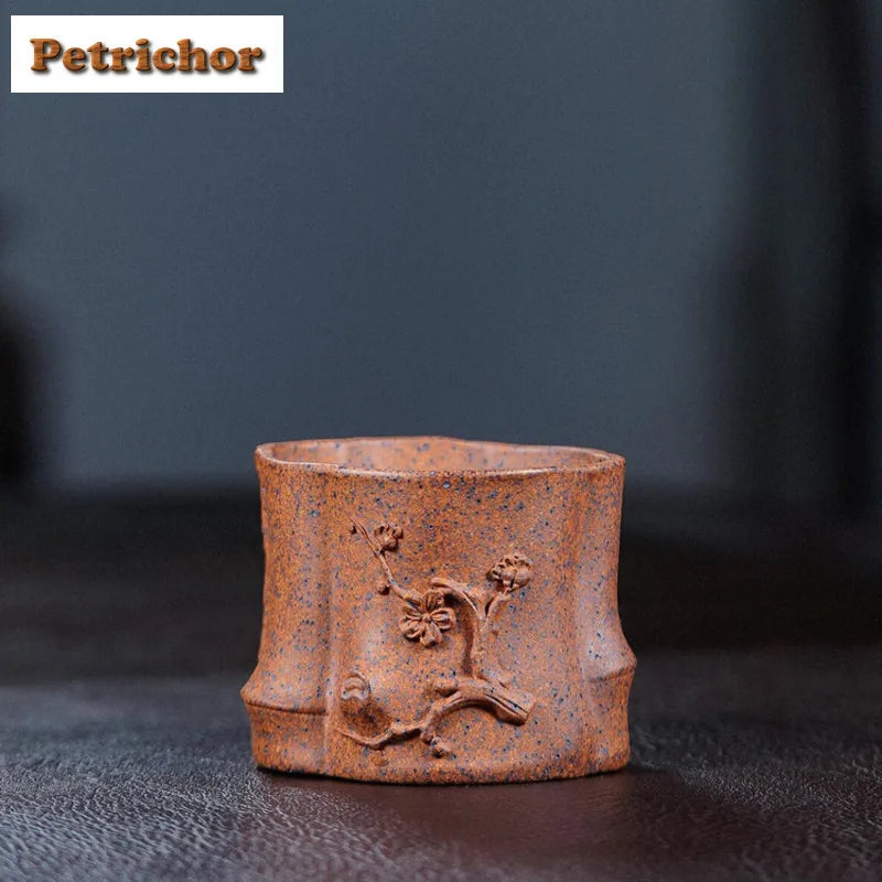 115ml yixing zisha tree stump wood-fired porcelain teacup elegant tea bowl cute cup tea-tasting smelling chazhan master