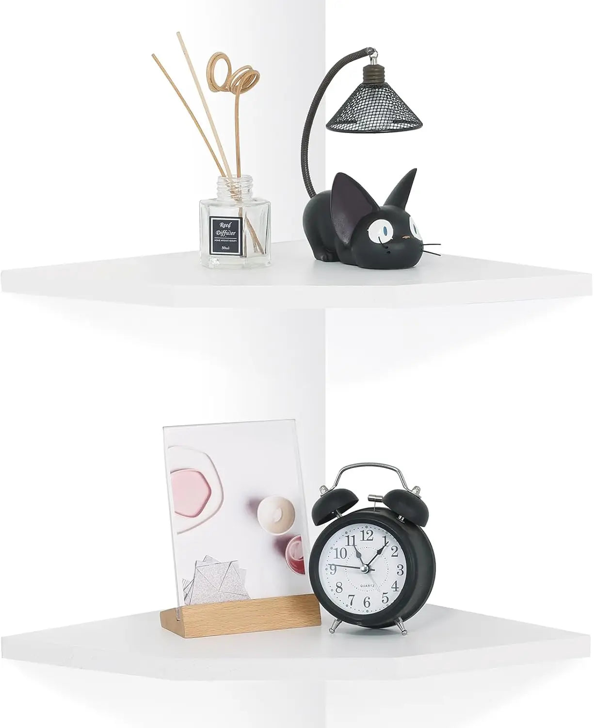 Wood corner wall shelves set of 2 solid floating for round end mounted shelf fo - united states / b0bwfh8c8z