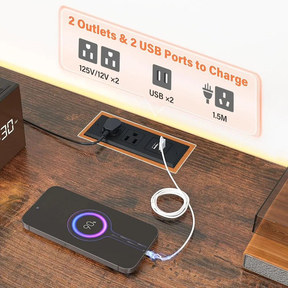 12 drawer dresser tv stand for 65 70 75 inch 63’’ w extra long bedroom with led lights & power outlets entertainme