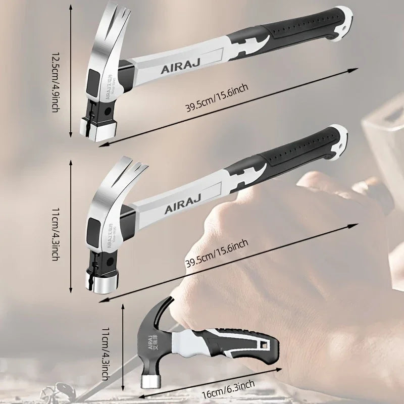 3 pcs multi-functional claw hammer engineering rubber handle lightweight portable woodworking window breaking hand