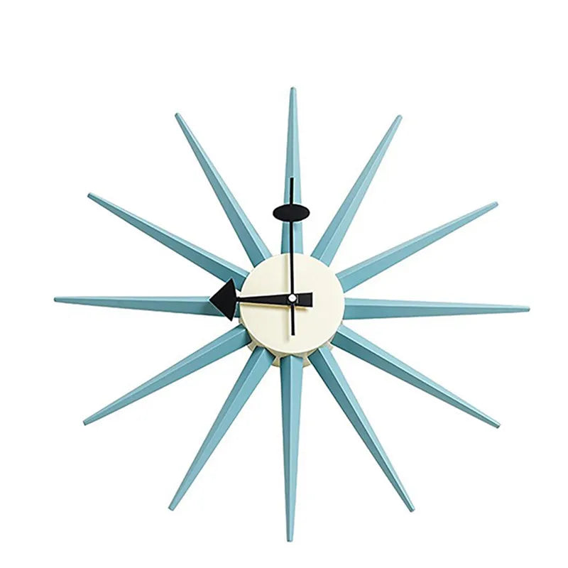 48cm sunburst atomic wooden wall clock mid century multi color handmade antique modern star for bedroom living room