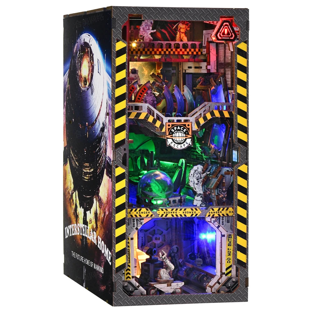 Book nook kit my puppy family diy wooden puzzle bookshelf insert decor dollhouse model bookend building home decoration