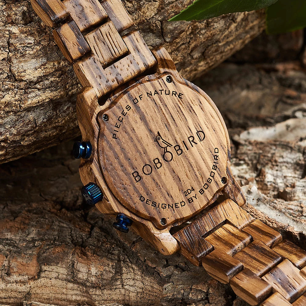 Bobo bird wood watch men luxury timepieces chronograph auto date male quartz wristwatches great gift for custom