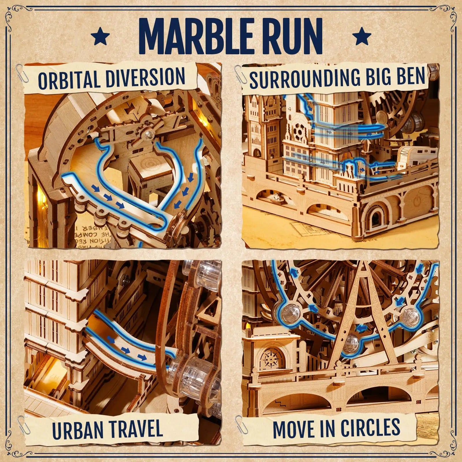 Rokr marble travel london run 3d wooden puzzle interactive gift for kid adult challenging craft handicraft enthusiast