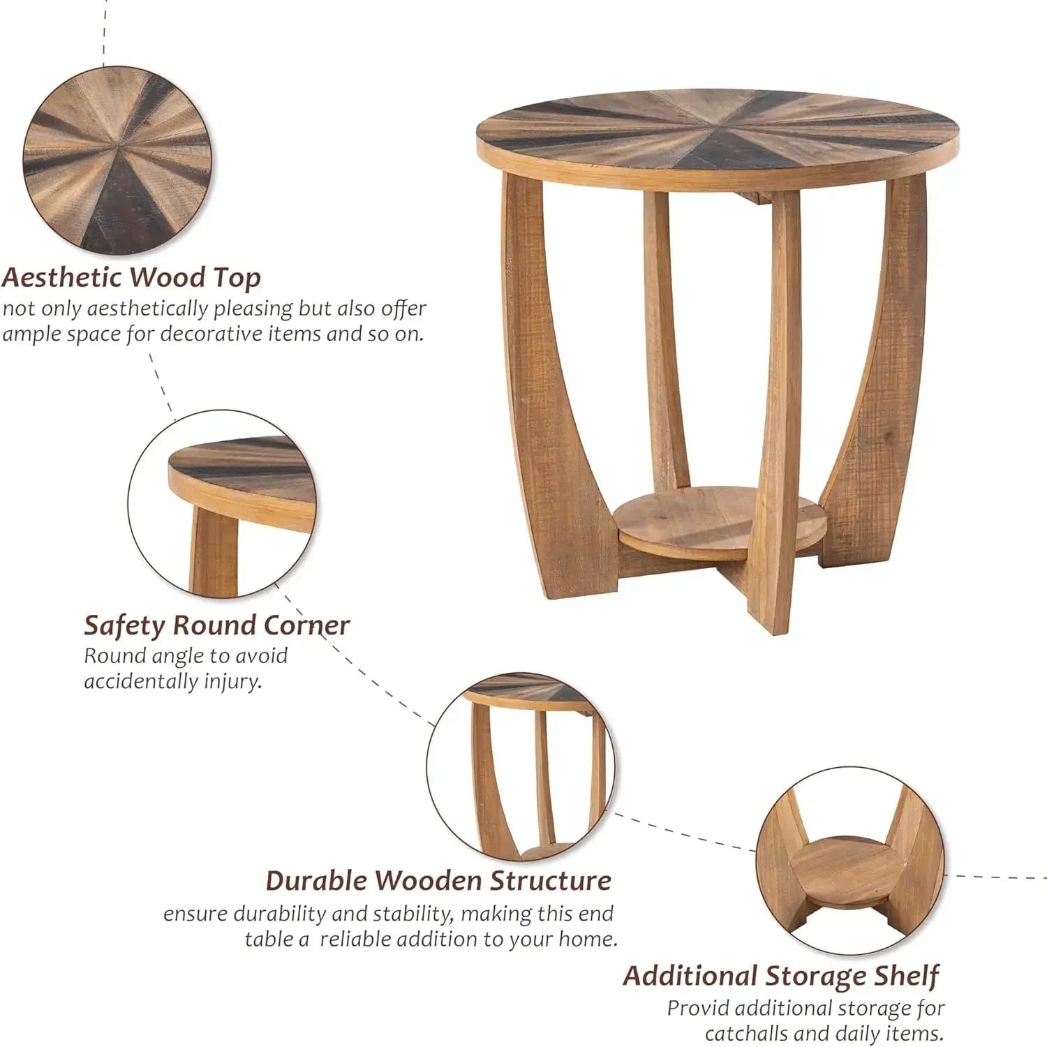 Xmsj.rustic farmhouse end table french country accent side for family dinning or living room small spaces storage