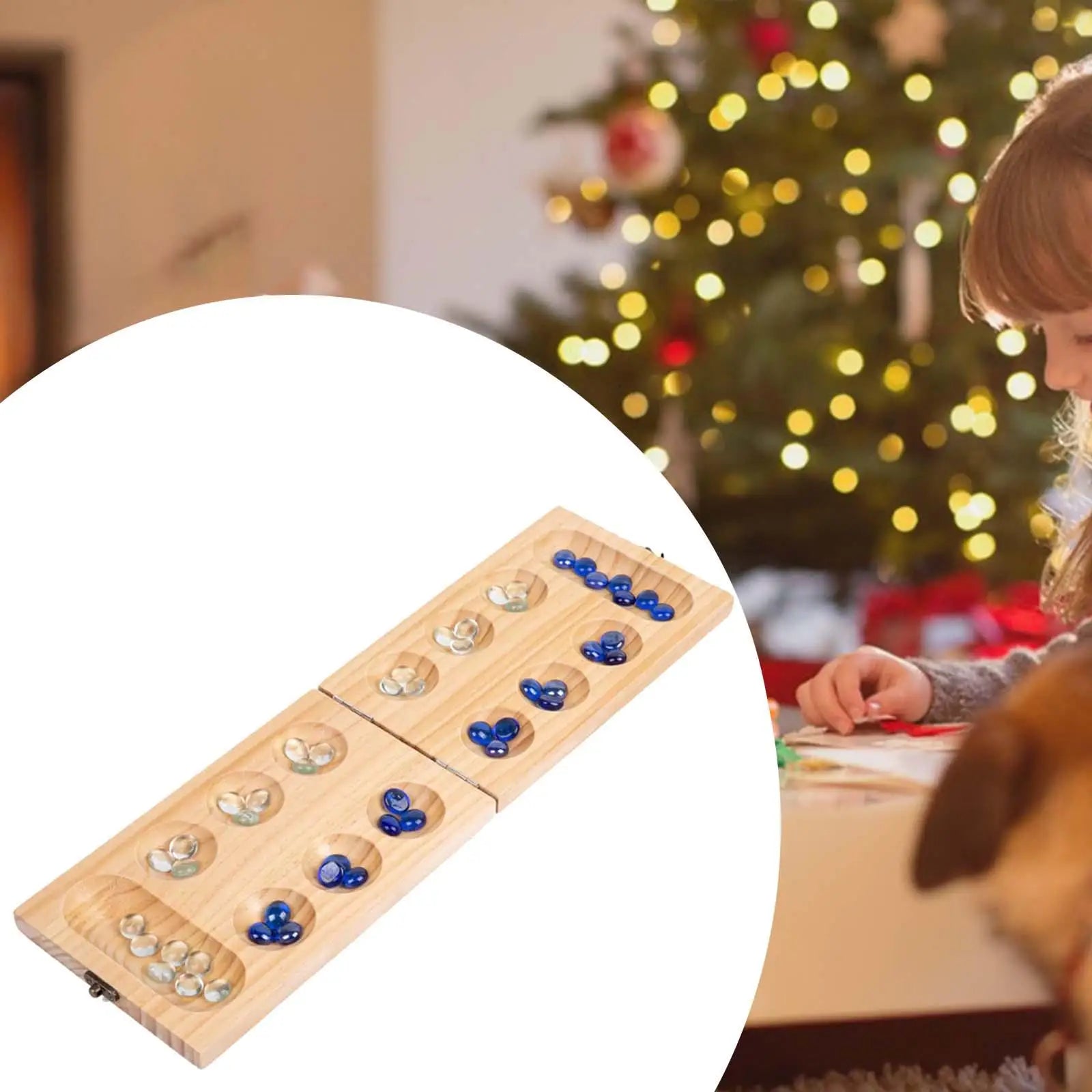 Wooden mancala board game travel games family for adults ages 7+ kids