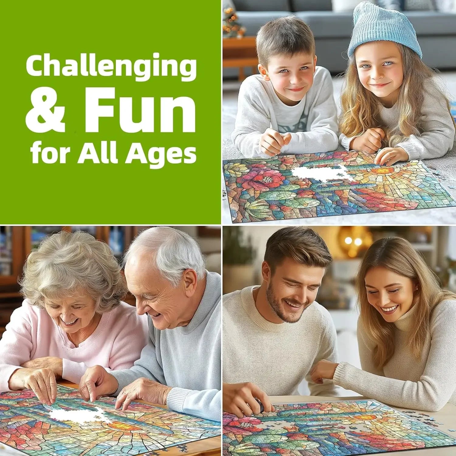 1000/500/300/120 pieces stained glass cactus jigsaw puzzles for adults home decor challenging family fun educational