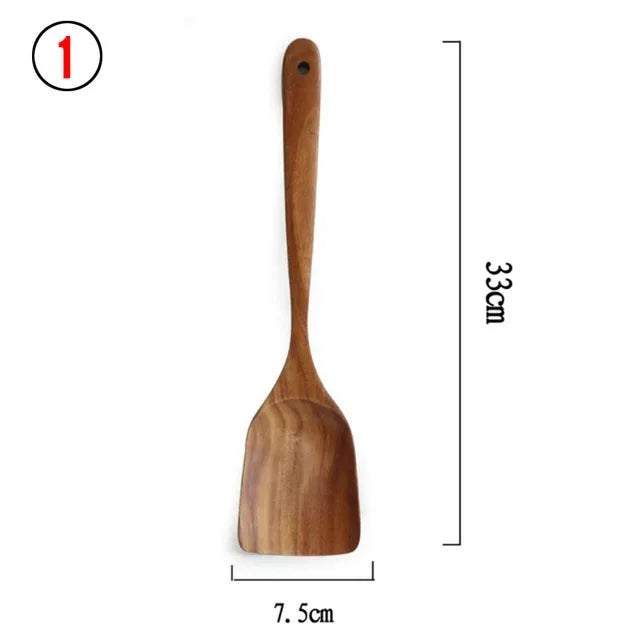 Kitchen sets wooden utensils cooking spoons soup gifts1-10pc - f