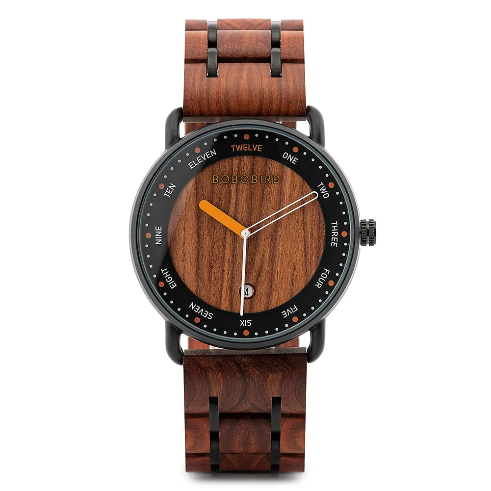 Bobo bird wooden men watch new design fashion women wristwatch luminous hand wood strap alloy clock great gift box