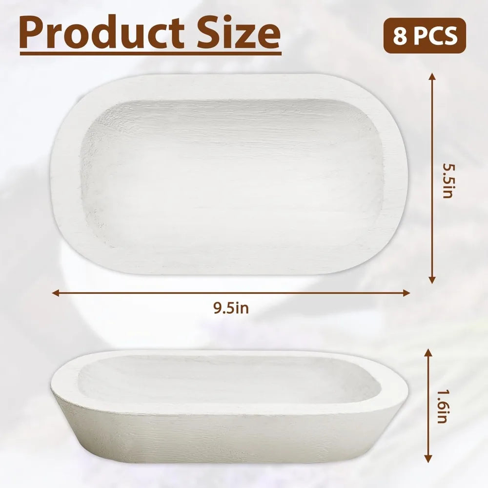 Wooden dough bowls set of 8 rustic paulownia wood vintage style ideal for candles 9.5 x 5.5 inches - united states