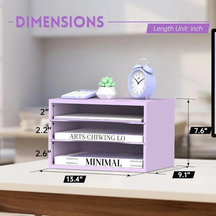 Supeasy wood desk organizer 3 tier paper file for wooden desktop letter literature mail sorter f - united states