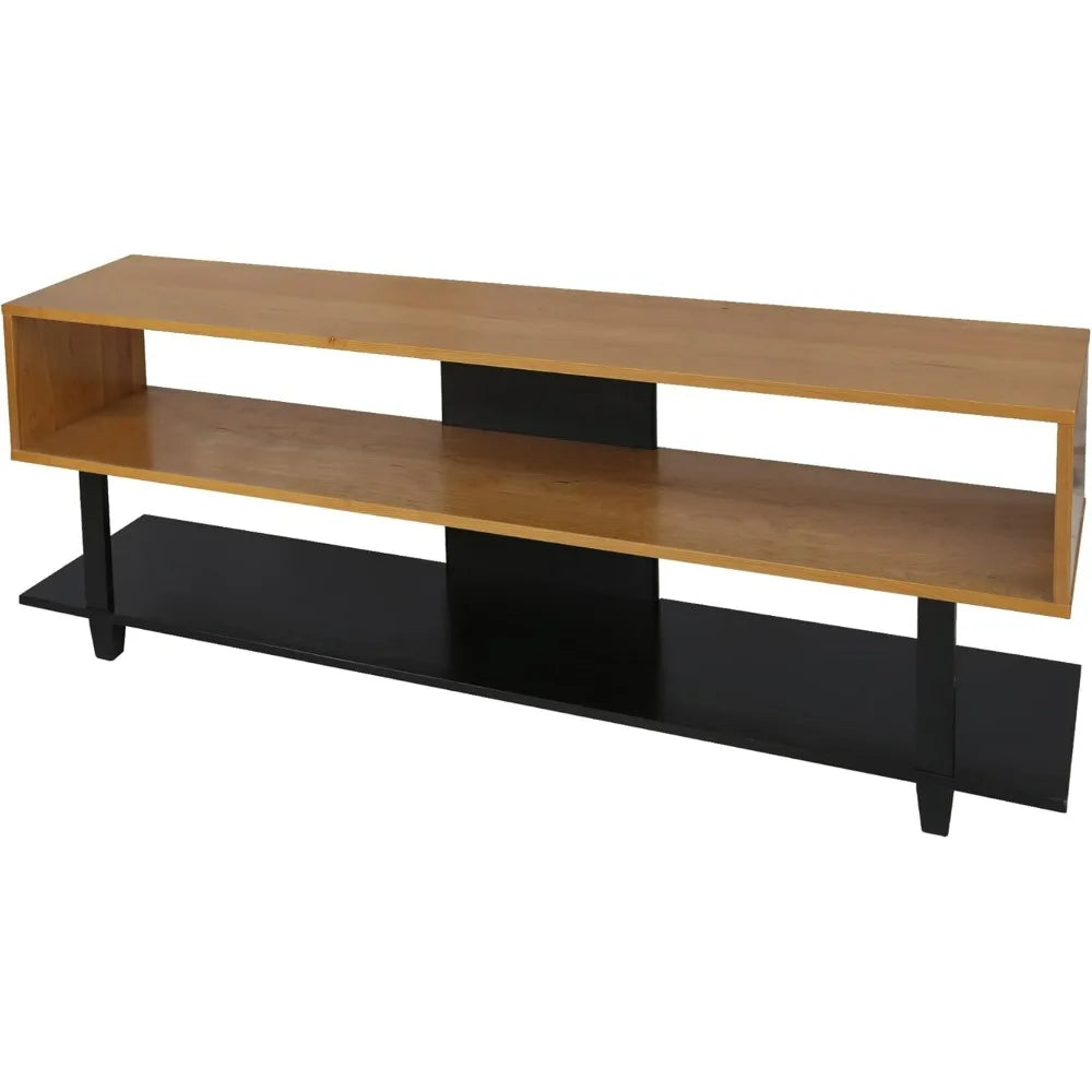 Creek solid wood tv stand natural cherry wooden frame/black beech leg (597-521) - black / united states