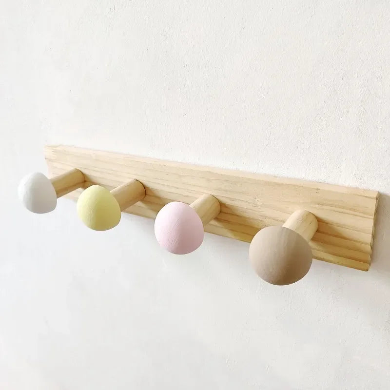 Ins nordic style creative macaron color home hook clothes hanging solid wood children’s clothing store decoration