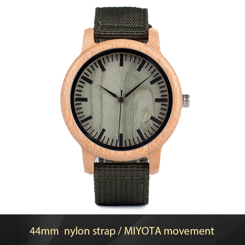 Bobo bird wood watch for men women japan analog quartz wristwatches 44mm causal green leather custom watches relogio