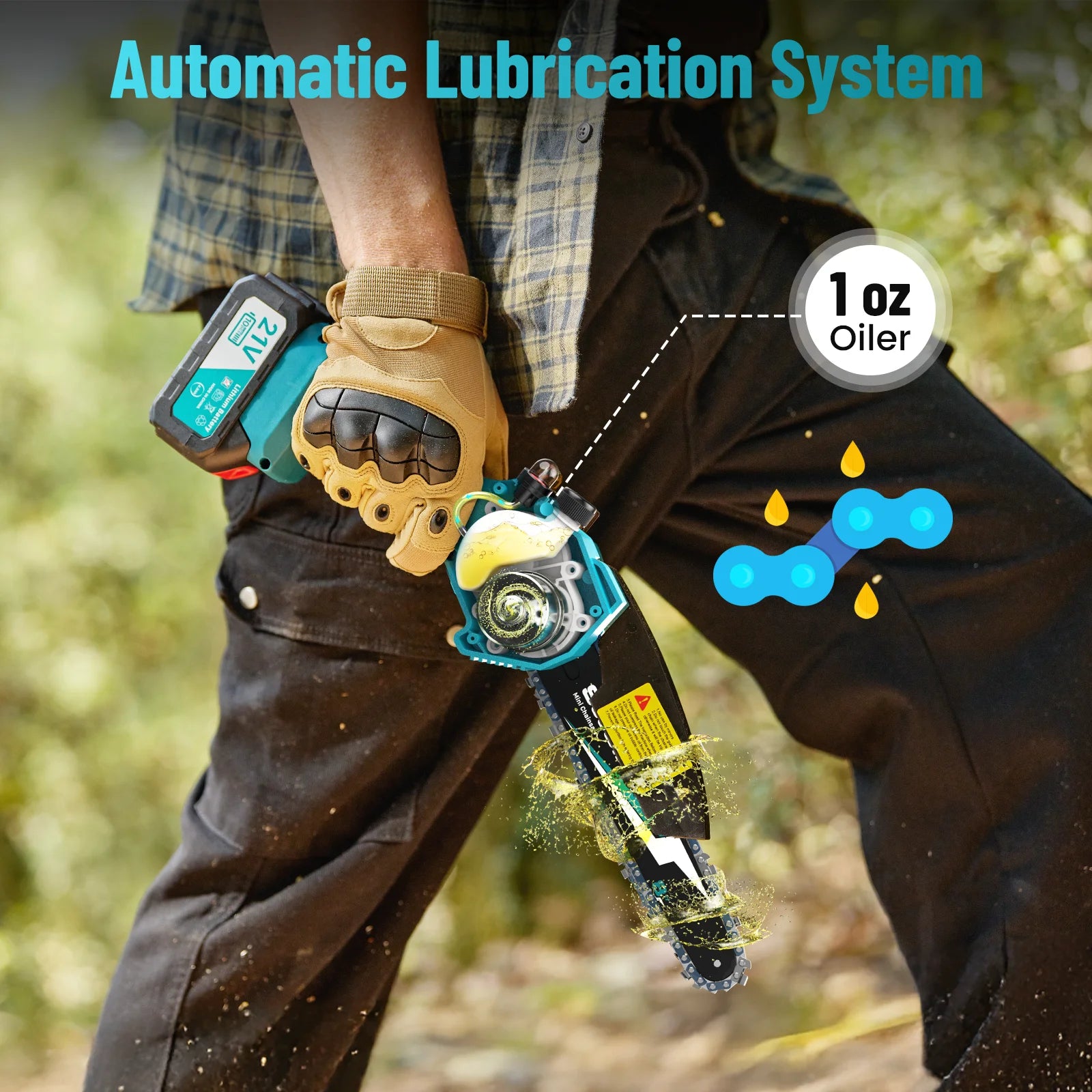 Seesii 8 inch cordless mini electric chainsaw wood cutter pruning garden power tools for makita 18v battery pin