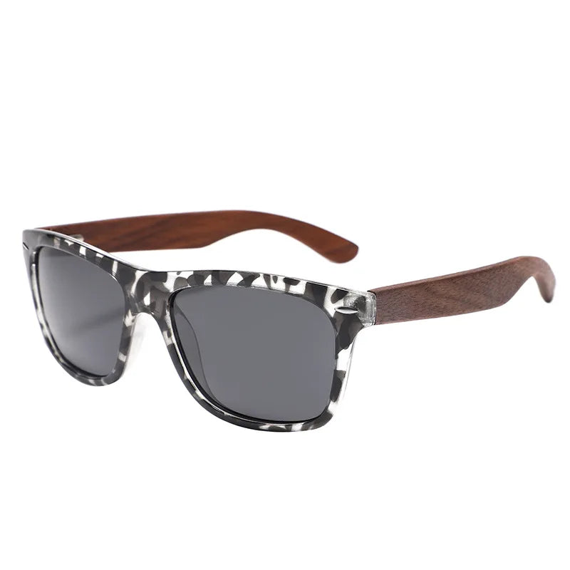 Shinycoco luxury brand cross border large framed bamboo and wood sunglasses for uv protection when traveling - all gray