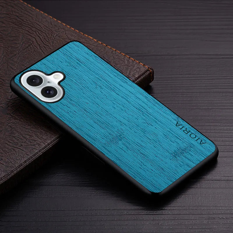 Case for iphone 15 16 14 13 12 11 pro max mini xr x xs plus funda bamboo wood pattern leather cover luxury coque case