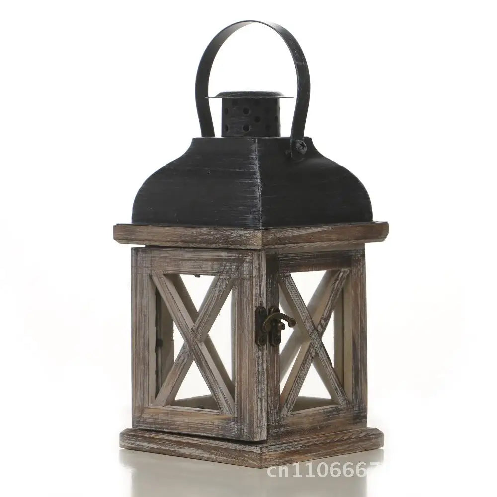 Vintage american wooden candle holder european style wind lamp home decorations christmas ornaments coffee color wood