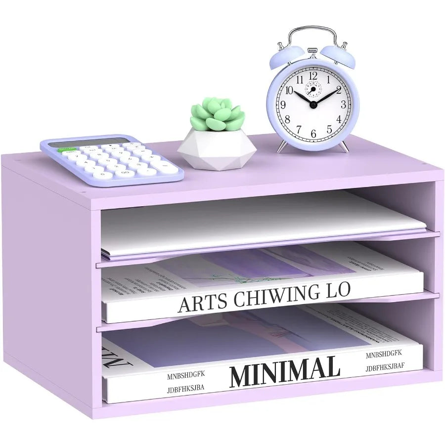 Supeasy wood desk organizer 3 tier paper file for wooden desktop letter literature mail sorter f - united states