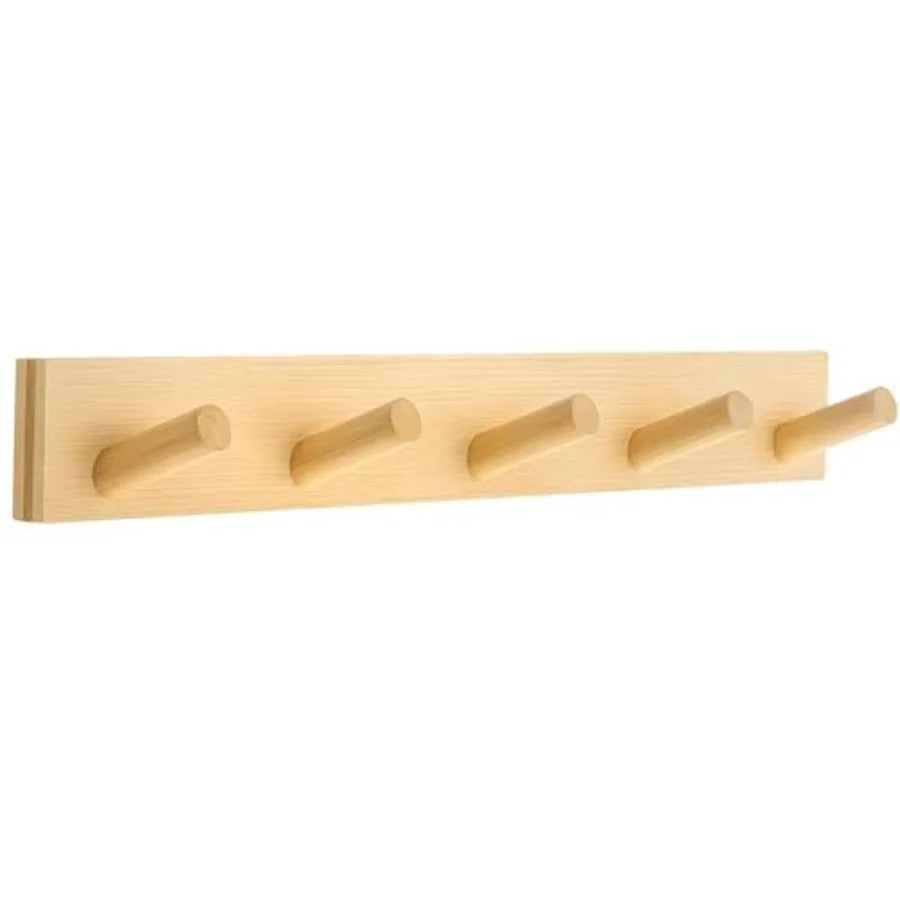 Coat rack wall mount wooden hanger with 5 hooks heavy duty tural 1 pcs - united states