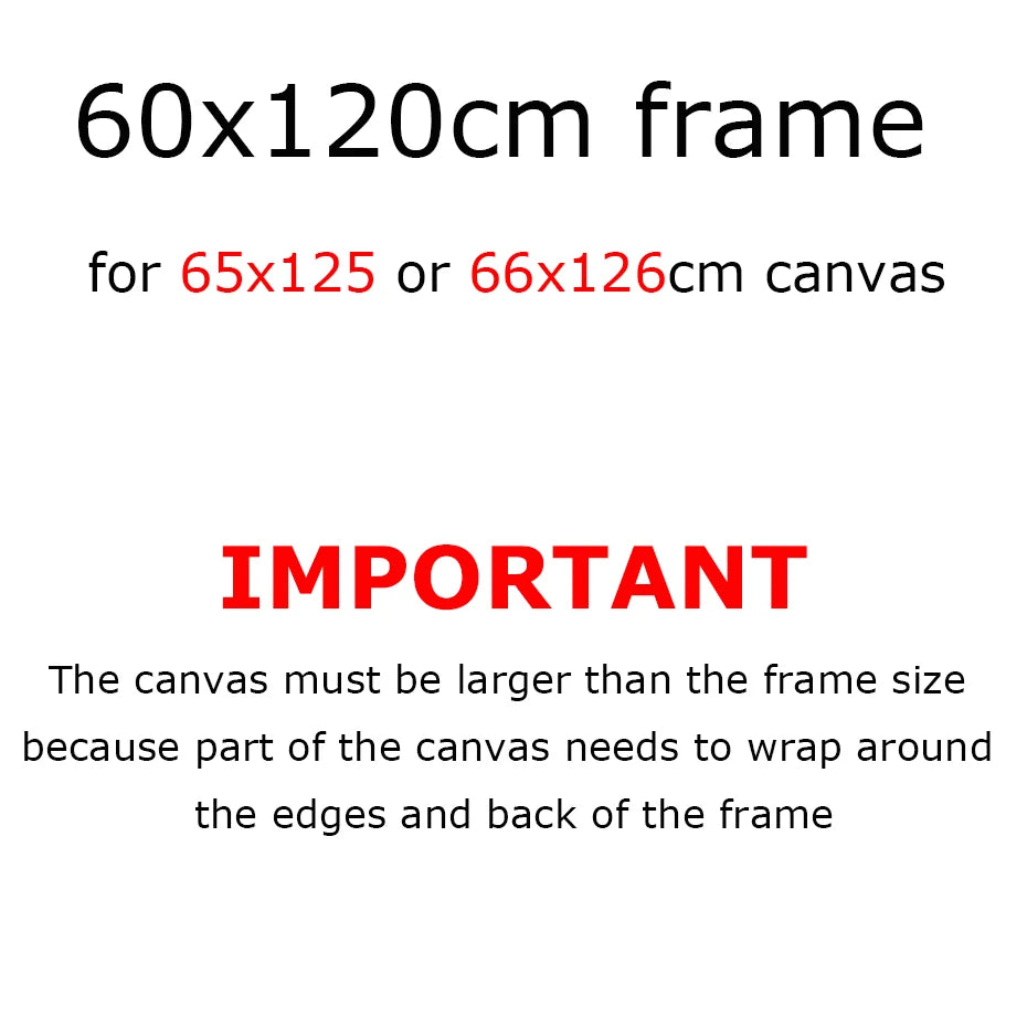 60x120cm wooden frame for 65x125cm canvas prints diamond painting kit picture and poster wood bars wall home decor