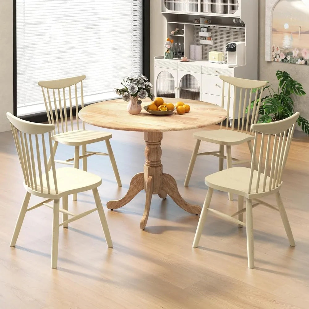 40” round dining table for 4 people wooden kitchen with curved trestle legs large dinner room