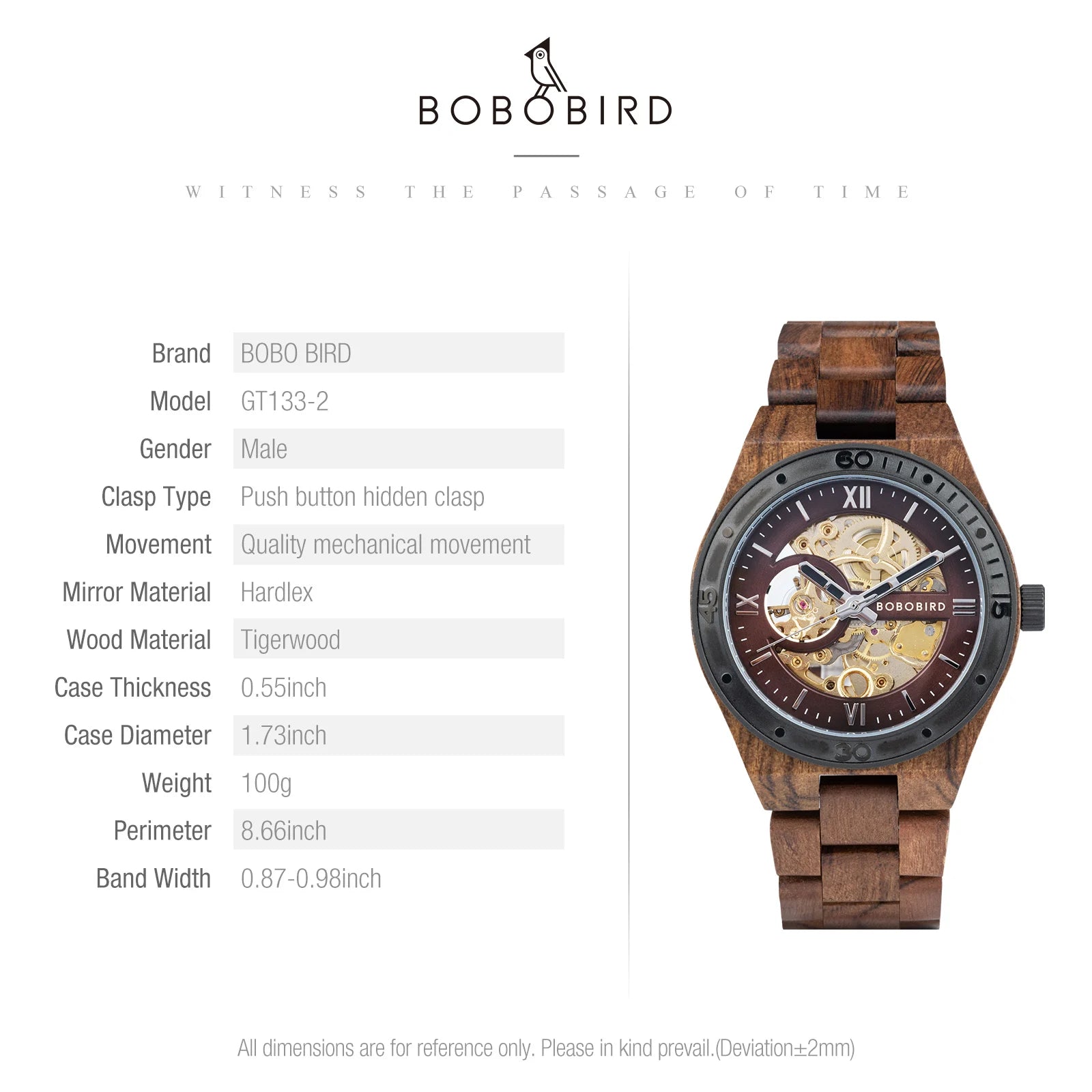 Luxury fashion men’s watches with automatic movement mechanical wrist from bobo bird the hottest gifts for father’s day