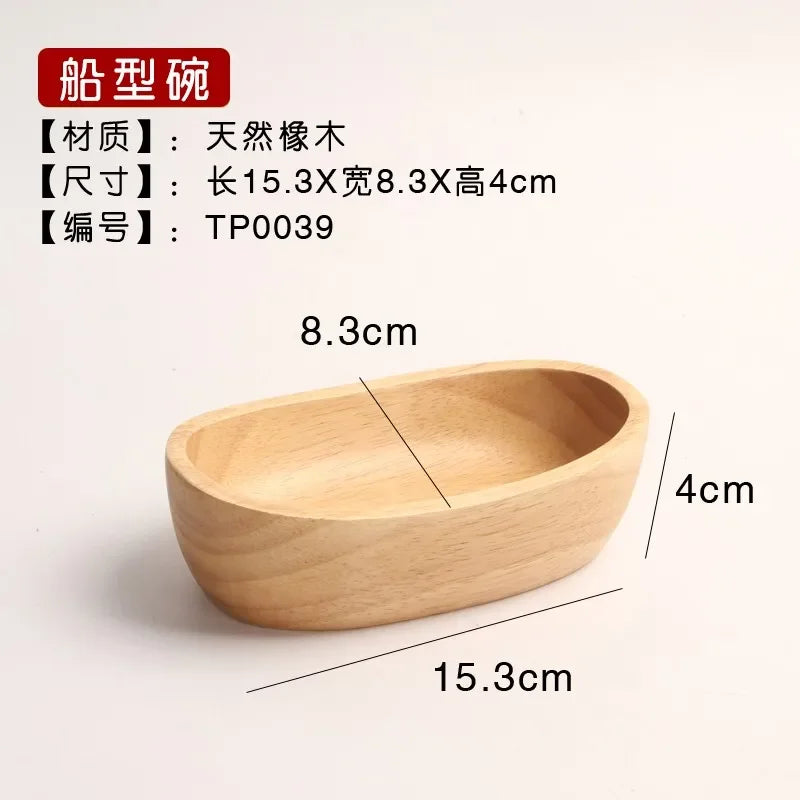 Acacia wooden bowlpremium dry fruit platesushi platenut boxtea refreshment trayfruit platesolid boat-shaped bowl