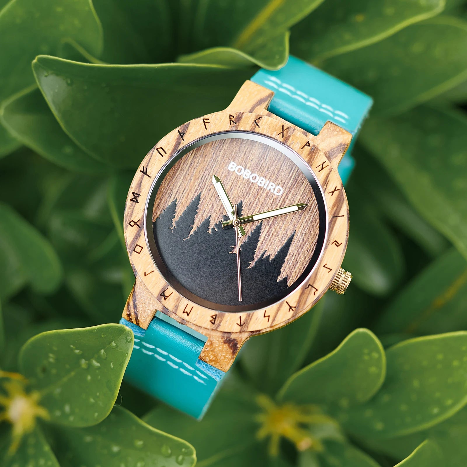 Man wood watch bobobird viking symbol quartz wristwatch original forest design wooden clock wach with gift box for men