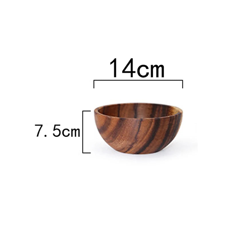 Acacia wooden bowl japanese style tableware household and basin fruit plate salad whole soup - 14x7.5cm