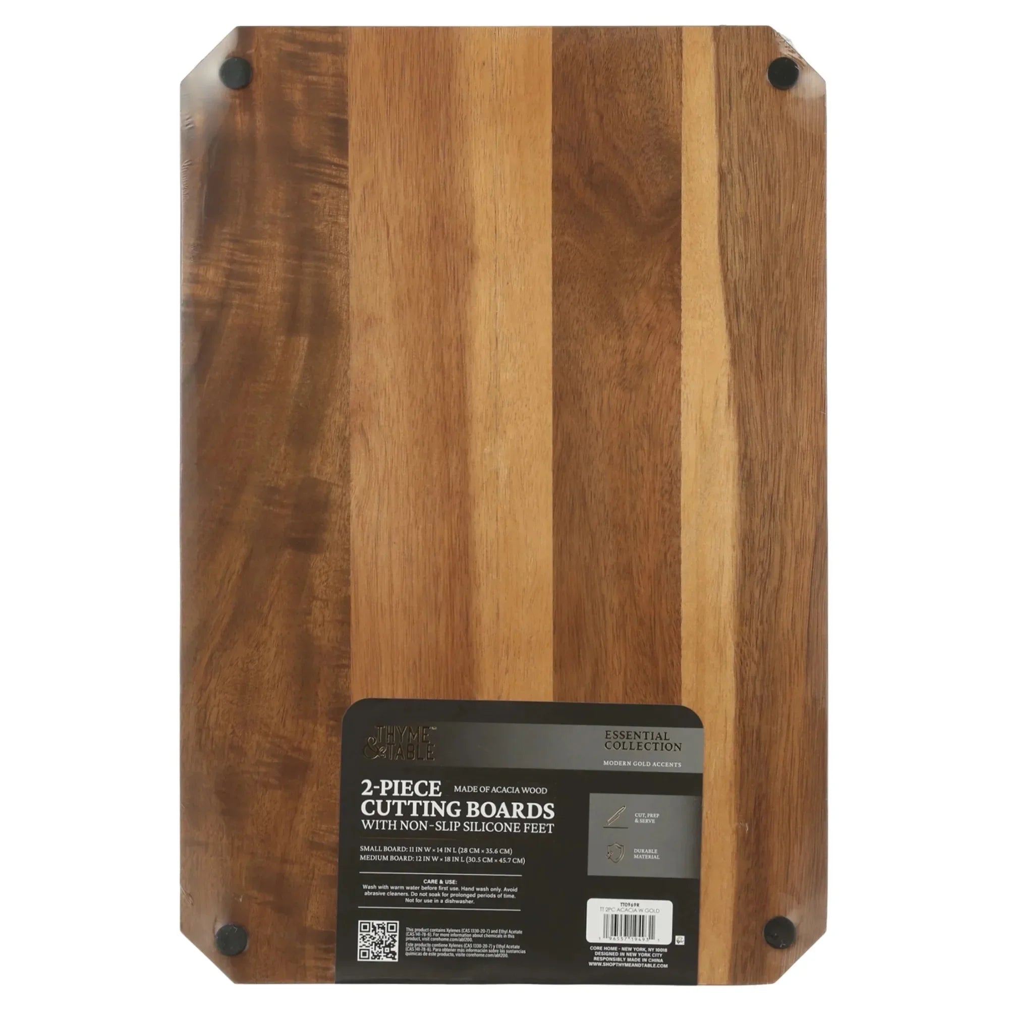 2-piece acacia cutting board set. Durable knife friendly natural wood. Kitchen essential dishwasher safe hostess gift