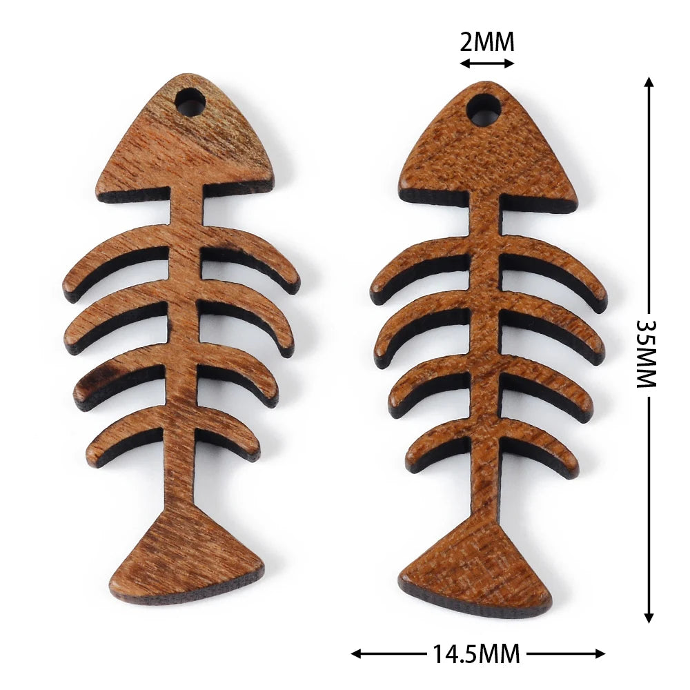 6pc/lot fish/flower shape wood pendant resin plate pendants jewelry accessory handmade connector diy earring component