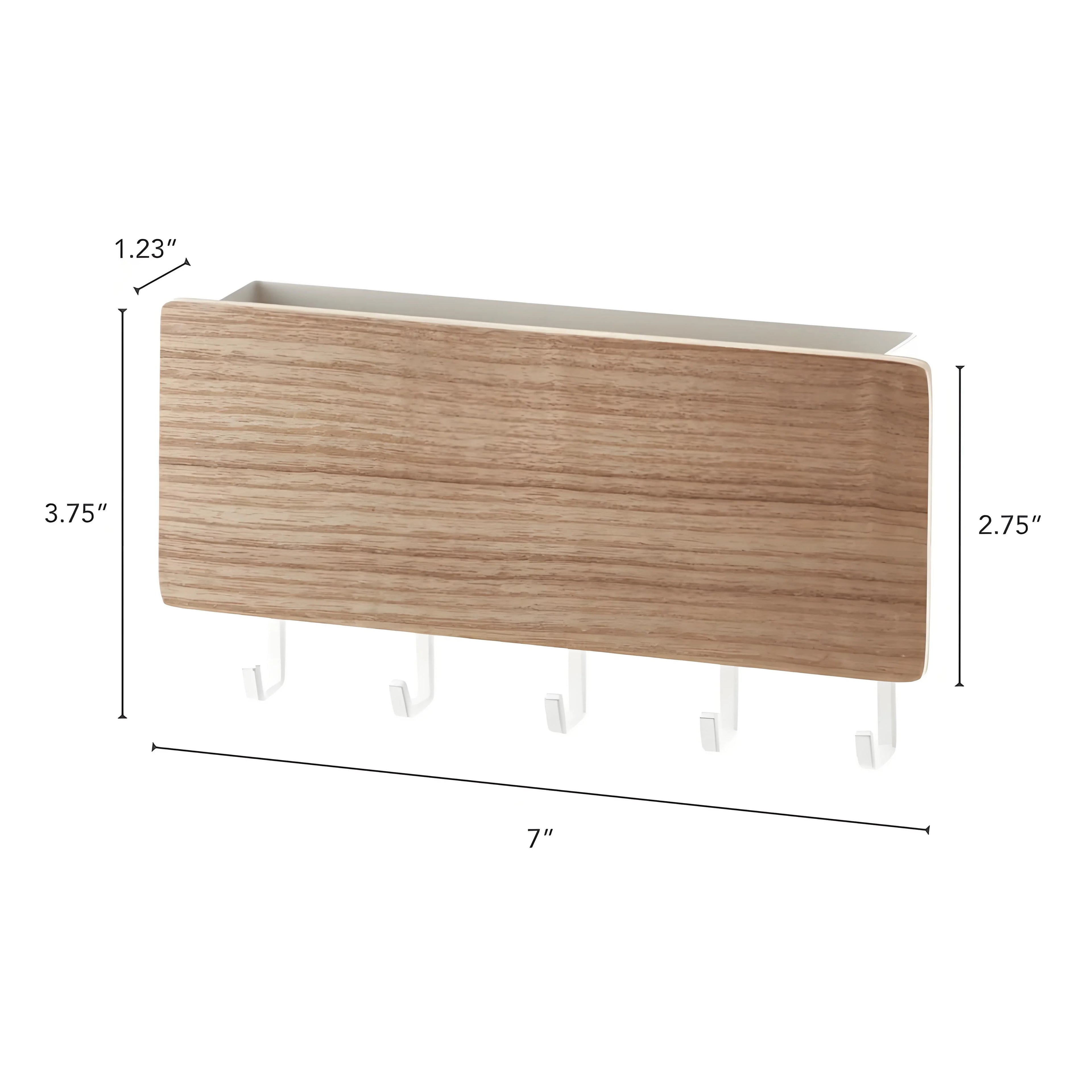 Rustic wall mount key holder organizer | wooden shelf with hooks for entryway storage | farmhouse decor mail & sundries