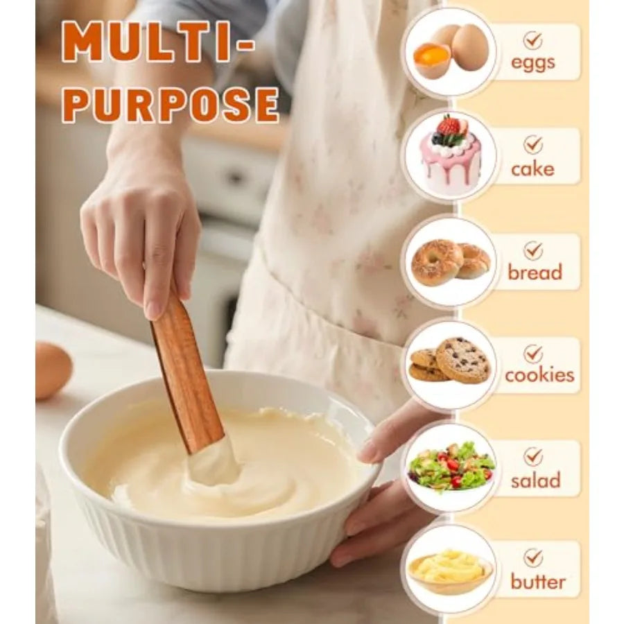 Skinny spurtle teak wooden kitchen utensils for sourdough ter mixing baking reaching bottom of jar dough whisk ideal