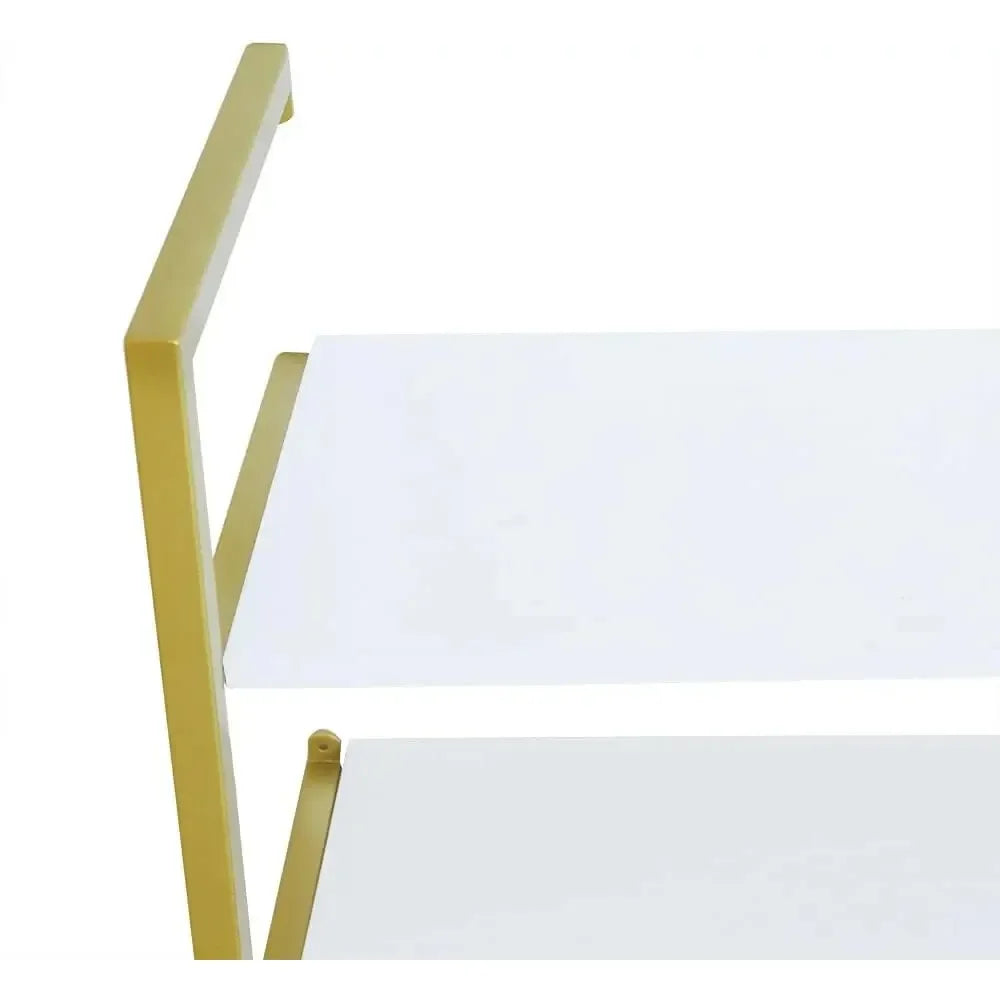 Xuthusman 36inch wall mounted floating shelves 4 tier wood bookshelf for living room office bedroom gold(4 tiers)