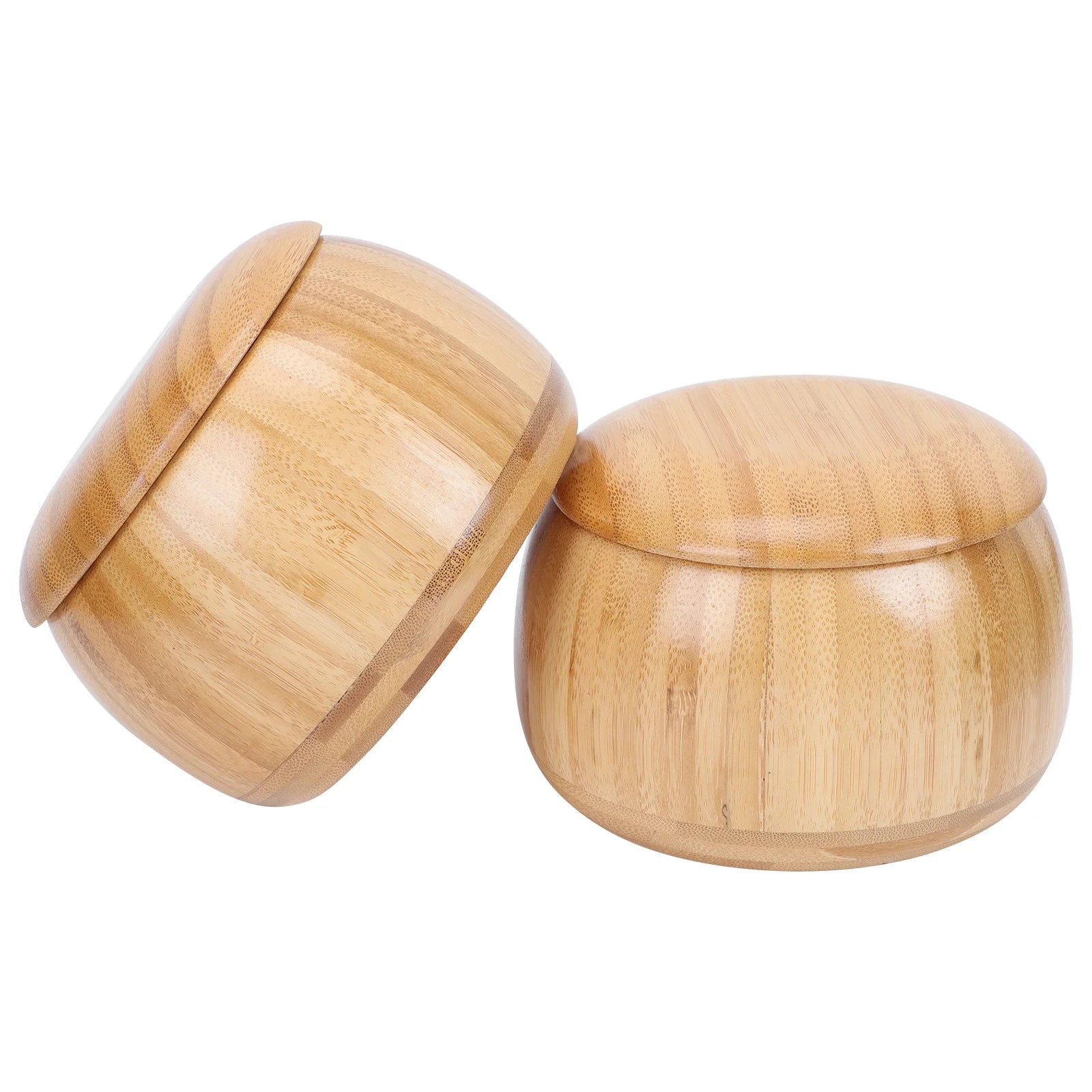 Solid wood chess can stones holder go jar with cover tea storage container bamboo material games accessories - khaki