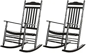 Patio rocking chairs furniture white wooden outdoor rockers set of 2 porch for audlt indoor outside balcony garden