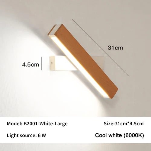 New rotatable wall lamp nordic solid wood led light simple bedside study reading adjustable lighting home decor lamps