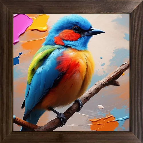 A cartoon-painted bird cool picture case with a wooden frame and oil painting that can be used for classroom festival