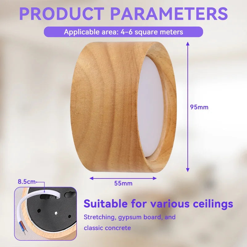 Gx53 downlight wooden ceiling lamp 220v indoor decor lamps room lighting living corridor led down lights for street