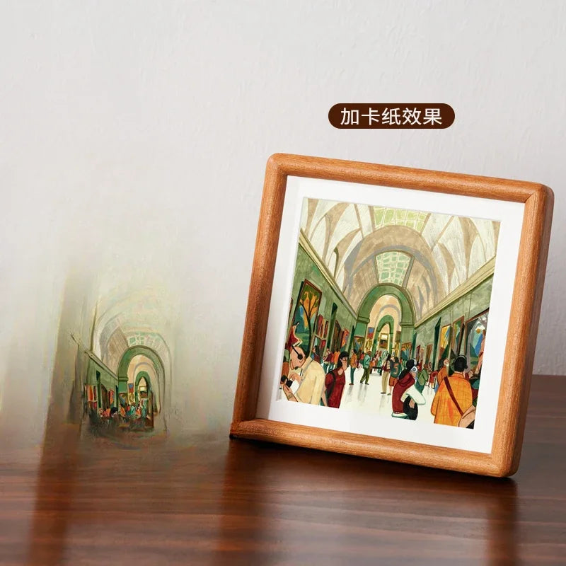 Solid wood picture frame square originality living room desktop bedroom display stand home decor cadre photo fypf - b