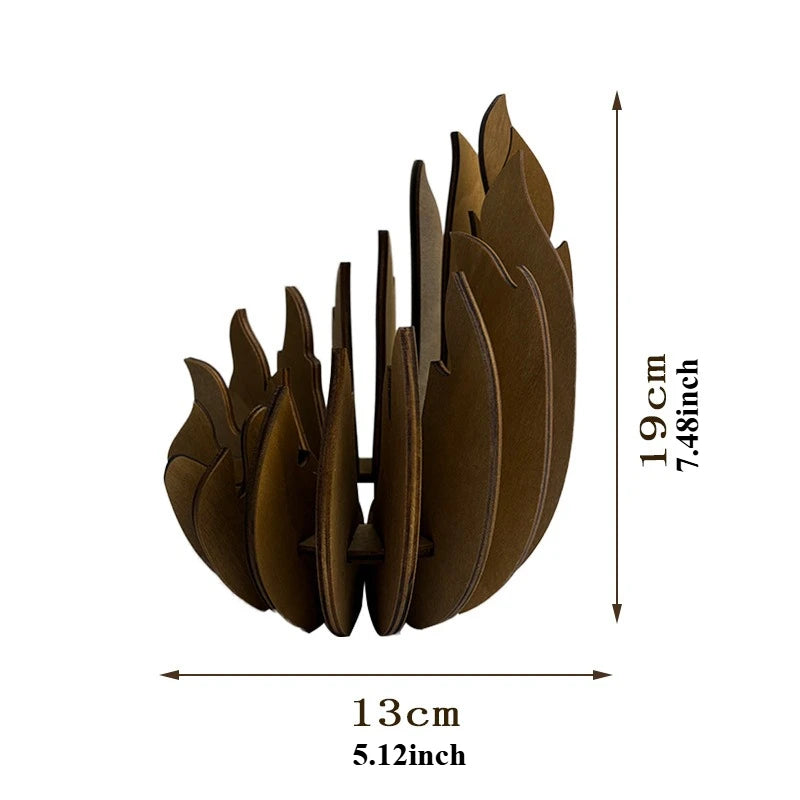 Lotus-shaped candle holder wooden creative candlestick without candles manual assembly diy decoration - brown