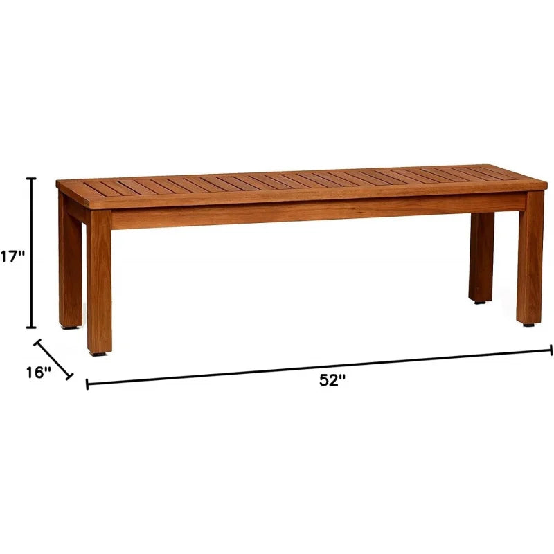(uux) aster backless patio eucalyptus wood | ideal for outdoors and indoors 53’’ brown bench uq - united states / rice