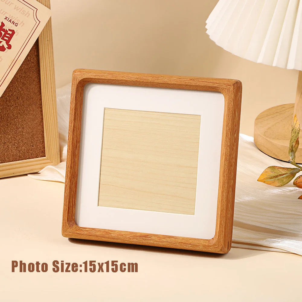 Square teakwood photo frame high-grade 10x10cm 20x20cm 25x25cm wedding picture stand for pictures home desktop decor