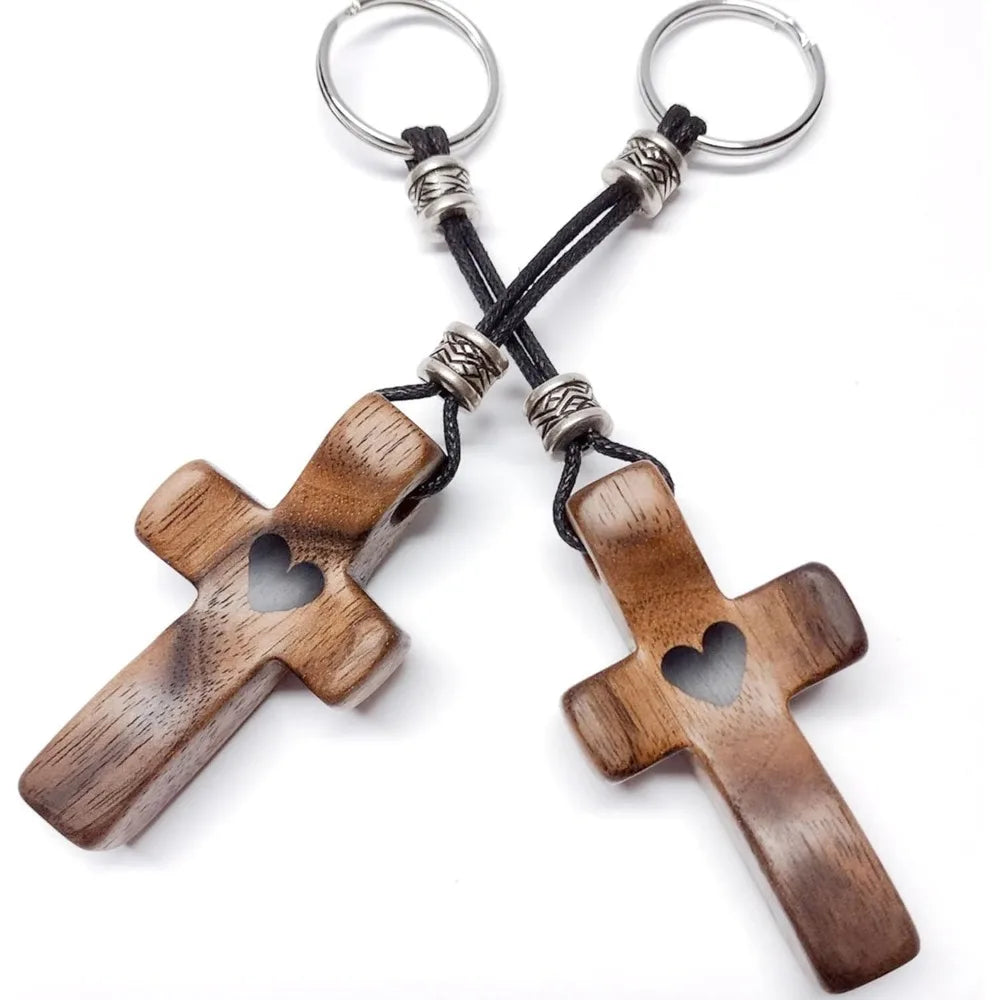 Cross my heart | encouragement gift wooden key chain fingertip stress relief gifts pocket small christmas handh