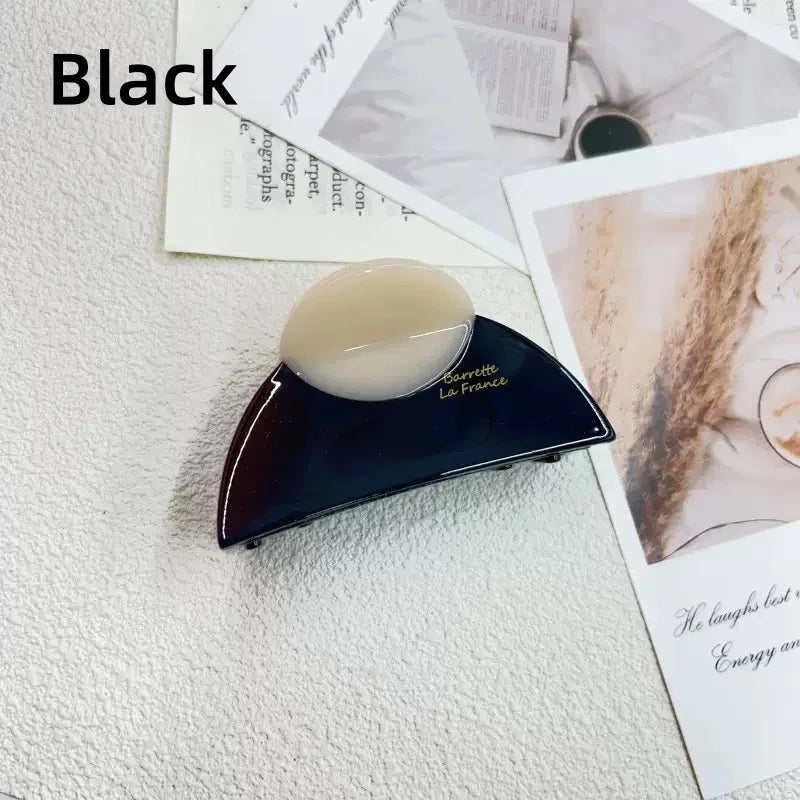 1pc elegant vintage french hair clip two-tone with wood grain & marbled design perfect for casual daily dressing cute